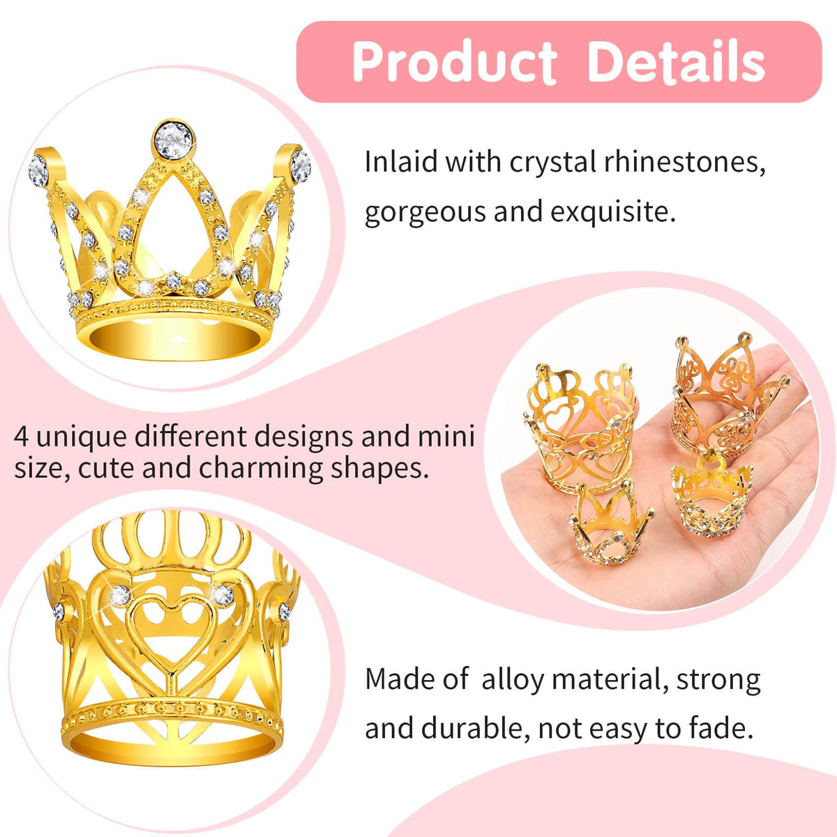 Tidponra cake topper crowns in gold add a charming dessert accent