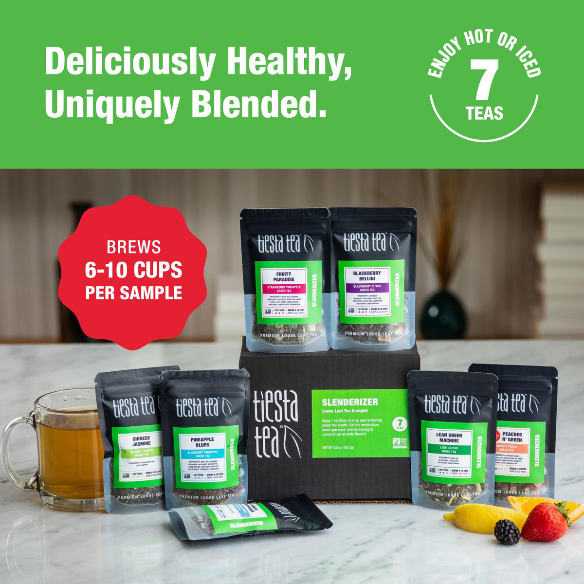 Tiesta Tea Blackberry Bellini pouch ideal for refreshing afternoon relaxation.