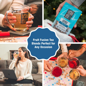 Tiesta Tea Blueberry Wild Child hot or iced versatility for year-round enjoyment.