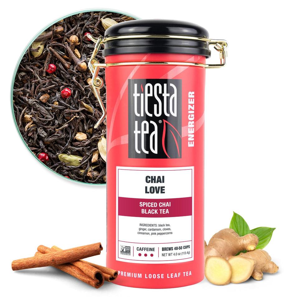 Tiesta Tea Chai Love dry leaf blend close-up for aromatic spice ritual