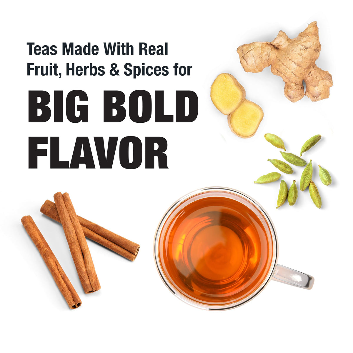 Tiesta Tea Chai Love spice blend close-up highlighting ginger and cardamom