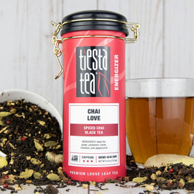 Tiesta Tea Chai Love steeped cup showcasing rich spice notes