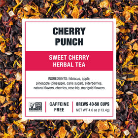 Cherry Punch dry leaves close-up highlighting premium loose-leaf quality.
