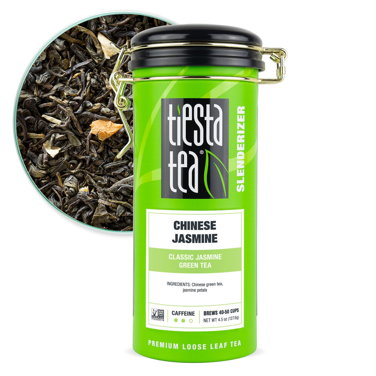 Tiesta Tea Chinese Jasmine brew in a cup with delicate floral aroma for a calming afternoon ritual