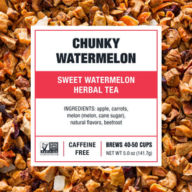 Tiesta Tea Chunky Watermelon hot brew in a mug for cozy moments