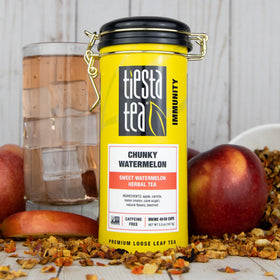 Tiesta Tea Chunky Watermelon ingredients close-up with apples and beets for vibrant flavor