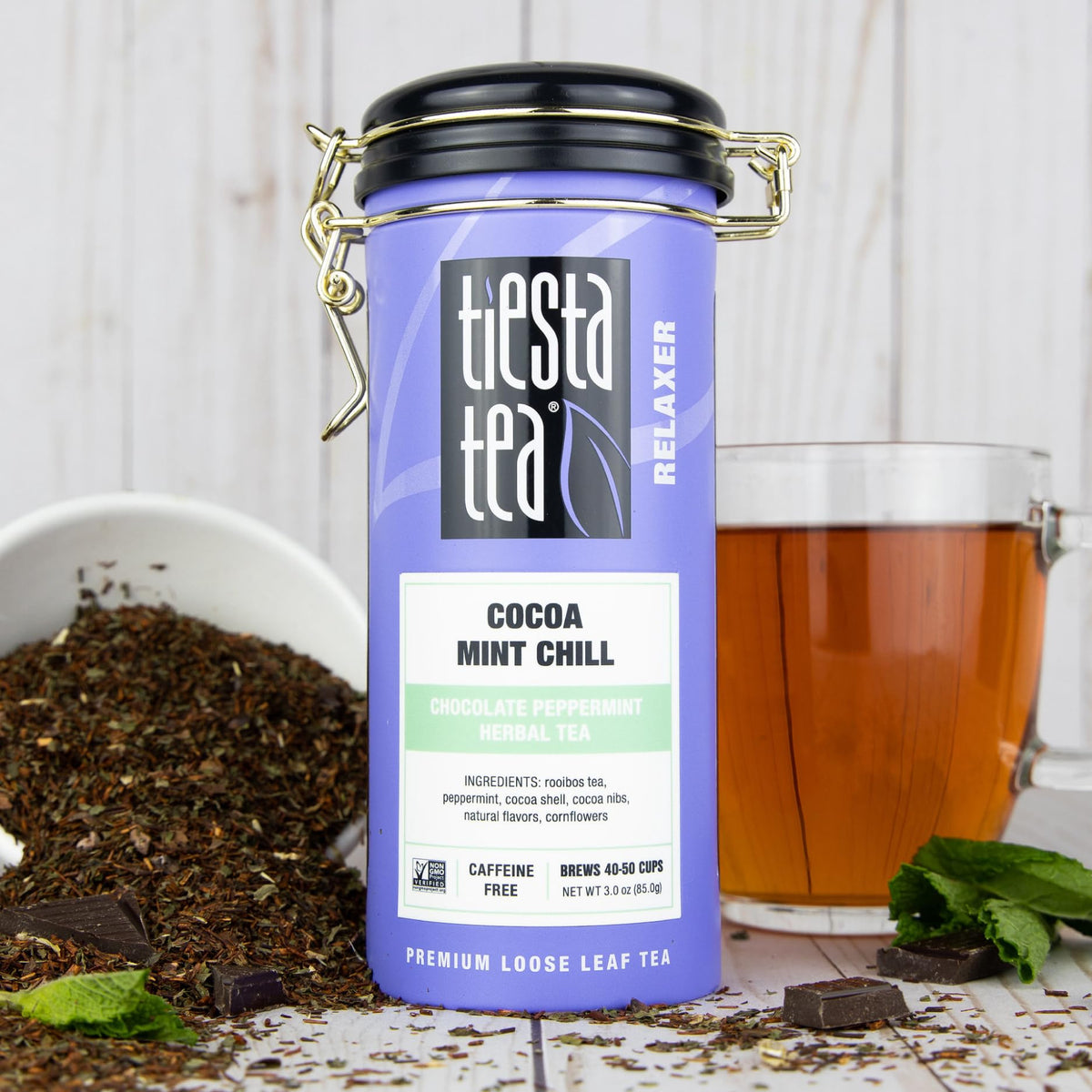 Hot cup of Cocoa Mint Chill releasing warm chocolate peppermint aroma
