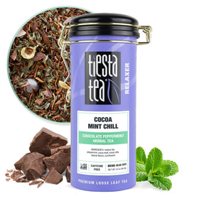 Tiesta Tea Cocoa Mint Chill tea tin preserving freshness for up to 50 cups