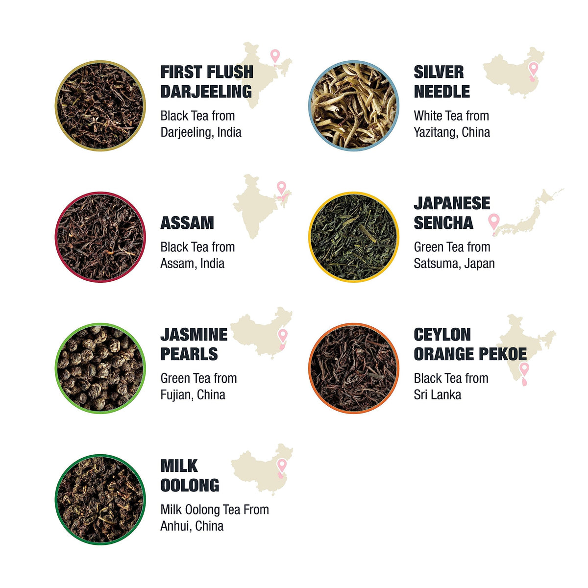 Tiesta Tea Darjeeling first flush leaves with amber hue, premium aroma.