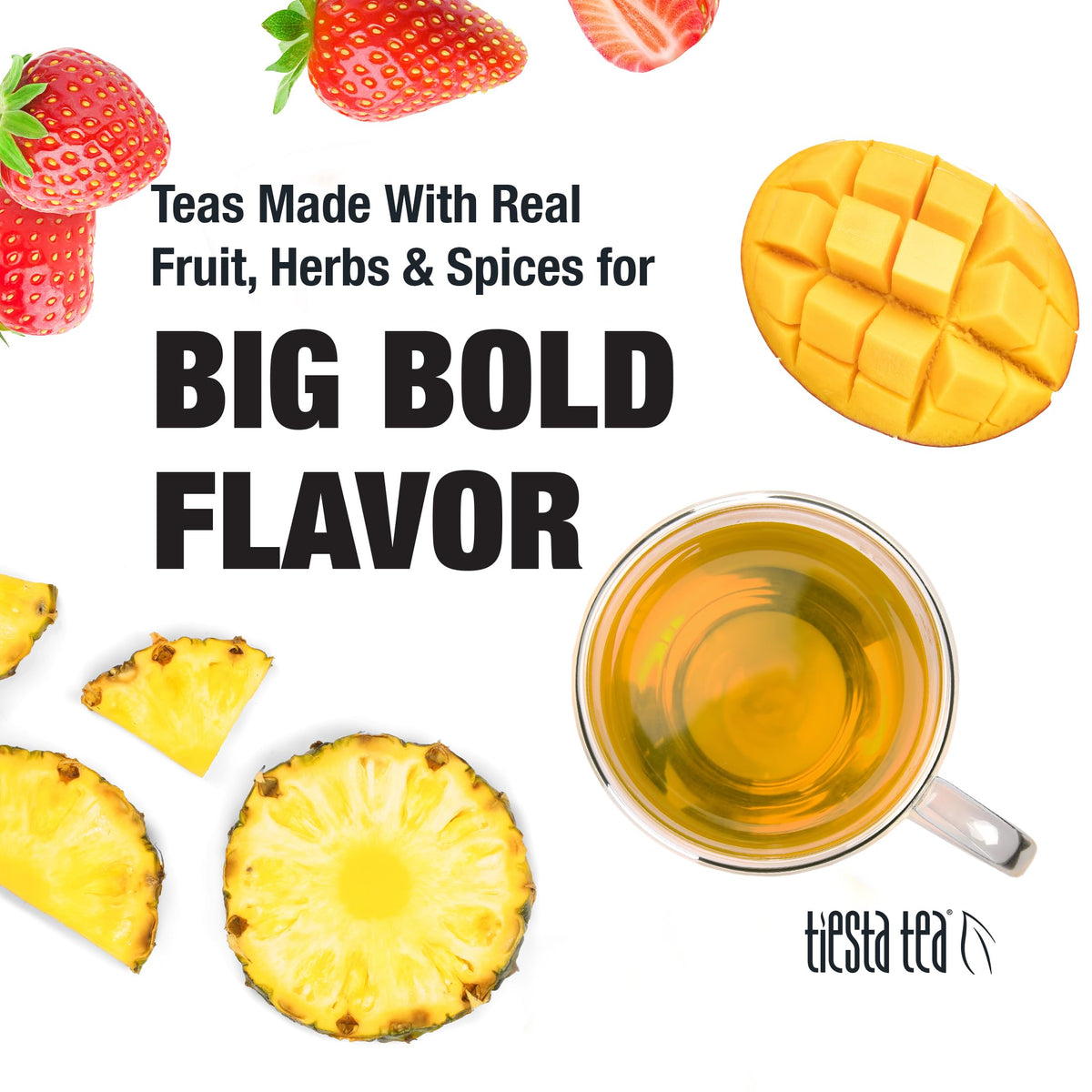 Brew Tiesta Tea Fruity Paradise in 5–7 minutes for a vibrant cup