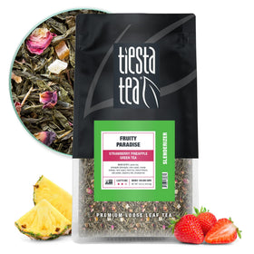 Tiesta Tea Fruity Paradise strawberry pineapple green tea bulk pouch ready for daily hot or iced cups