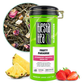 Tiesta Tea Fruity Paradise Strawberry Pineapple Green Tea ready for a tropical brew