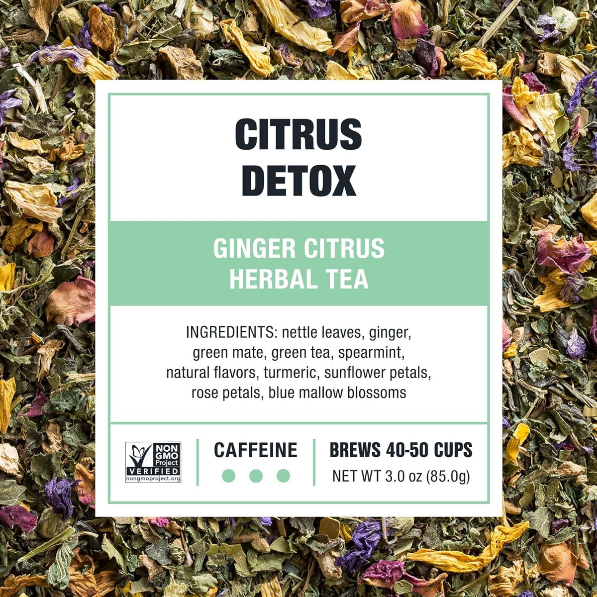 Tiesta Tea Ginger Citrus Herbal citrus zest close-up highlighting fresh brightness
