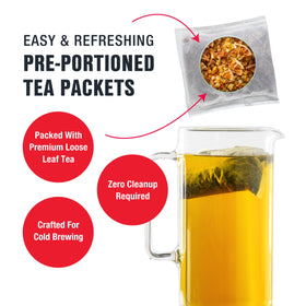 Tiesta Tea Ginger Sweet Peach packet for balanced, aromatic cold brew.