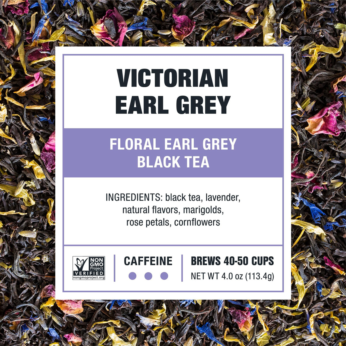 Tiesta Tea premium loose leaf blend reveals vibrant leaves and natural flavors.