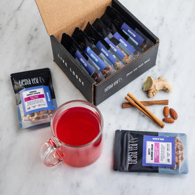 Tiesta Tea Lavender Chamomile aroma in a cup for calming moments.
