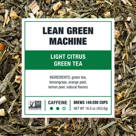 Tiesta Tea Lean Green Machine loose leaf scoop releases fragrant citrus notes for a bright cup.
