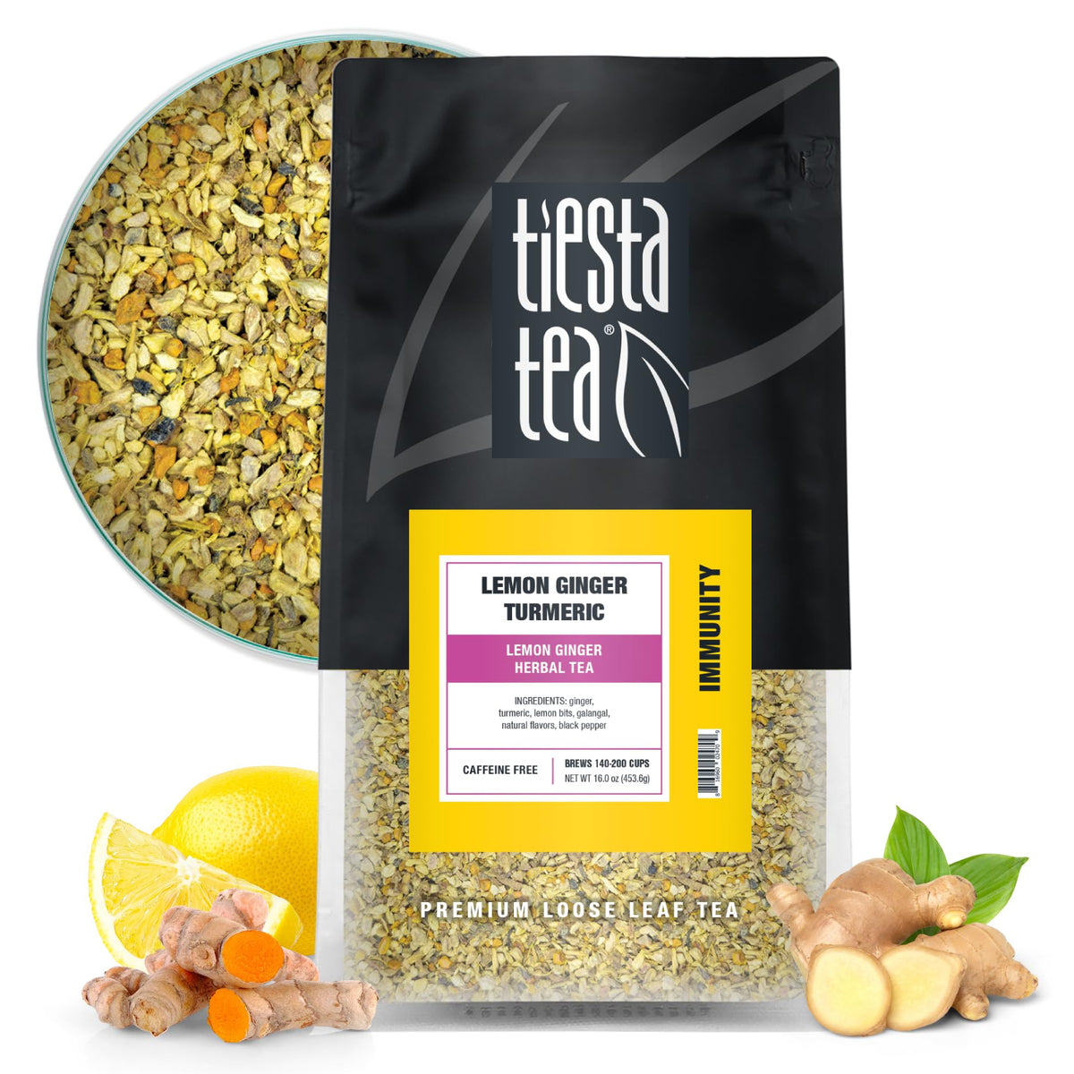 Tiesta Tea Lemon Ginger Turmeric bulk pouch ready for home brewing