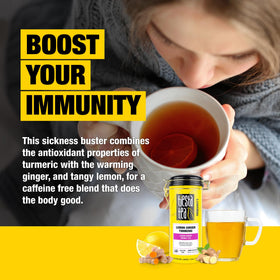Tiesta Tea ginger-turmeric-licorice blend highlights create a rich, aromatic infusion during steeping