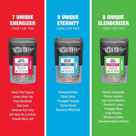 Loose leaf pouches close-up emphasizes premium quality and aroma