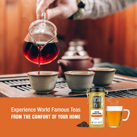 Tiesta Tea loose leaf scoop beside tin for effortless measuring and brewing.