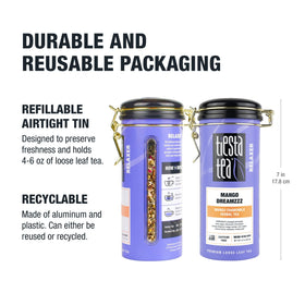 Tiesta Tea Mango Dreamzzz Chamomile refill tin keeps tea fresh up to 50 cups