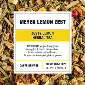 Tiesta Tea Meyer Lemon Zest with ginger and eucalyptus visual highlights soothing aroma