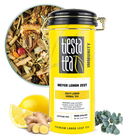Tiesta Tea Meyer Lemon Zest packaging highlighting premium loose leaf presentation for gifting