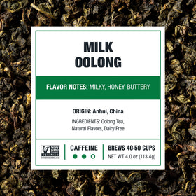 Milk Oolong from Anhui delivers creamy floral notes in Tiesta Tea.