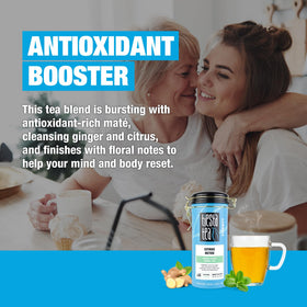 Tiesta Tea Mint Chamomile infusion emphasizing soothing herbal balance
