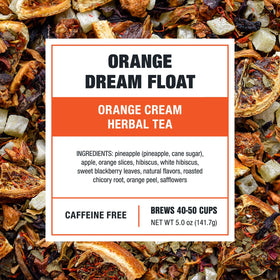 Close-up of loose-leaf Orange Dream Float with vibrant citrus tones.