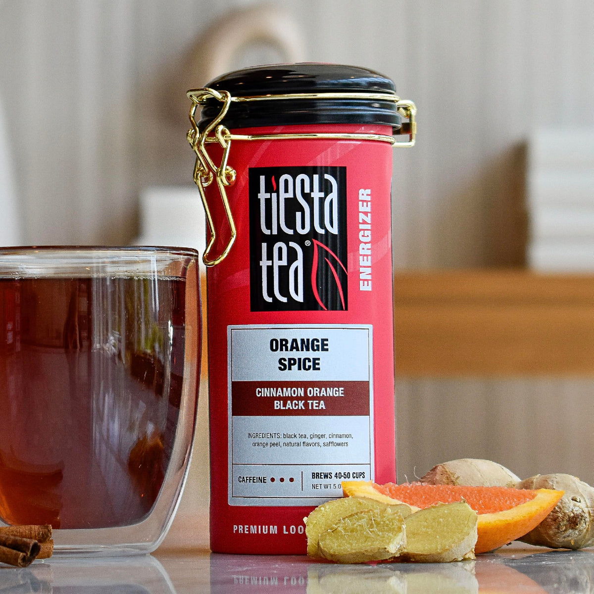 Tiesta Tea Orange Spice loose leaf ready to measure for bold cups