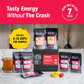 Passion Berry Jolt blend from Tiesta Tea sampler for a fruity, caffeinated morning lift.
