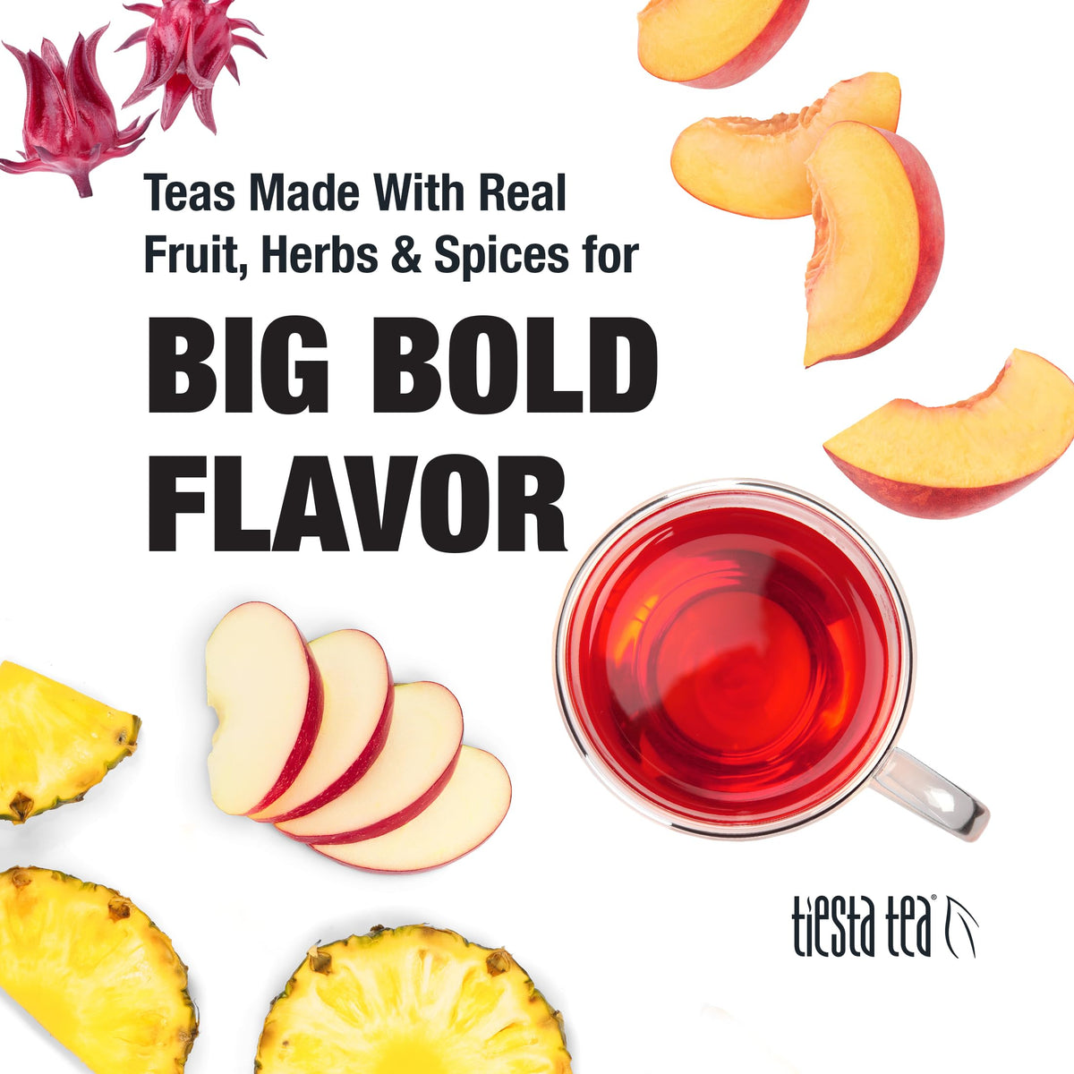 Tiesta Tea Peach Party brew over ice for a sparkling cold tea.