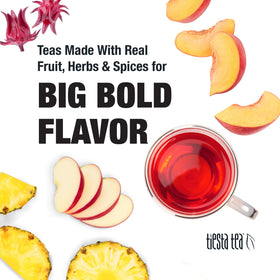 Tiesta Tea Peach Party brew over ice for a sparkling cold tea.