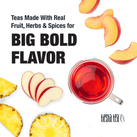 Brewing setup with Tiesta Tea Peaches N' Green for quick cups.
