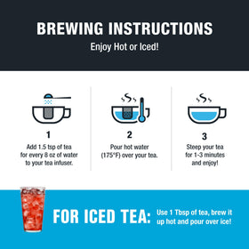 Hot brew in a clear glass with Tiesta Tea Peaches N' Green.