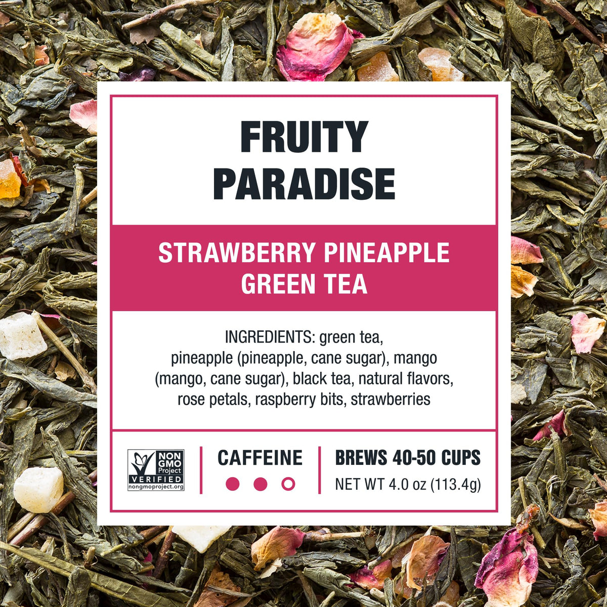 Tiesta Tea Premium loose leaf blend with vibrant leaves and aroma
