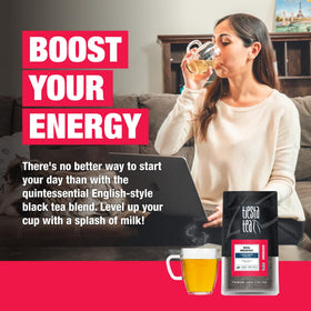 Tiesta Tea Royal Breakfast brewed cup, rich malty aroma for a bold morning.