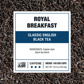 Tiesta Tea Royal Breakfast loose leaf close-up showing premium, vibrant leaves.