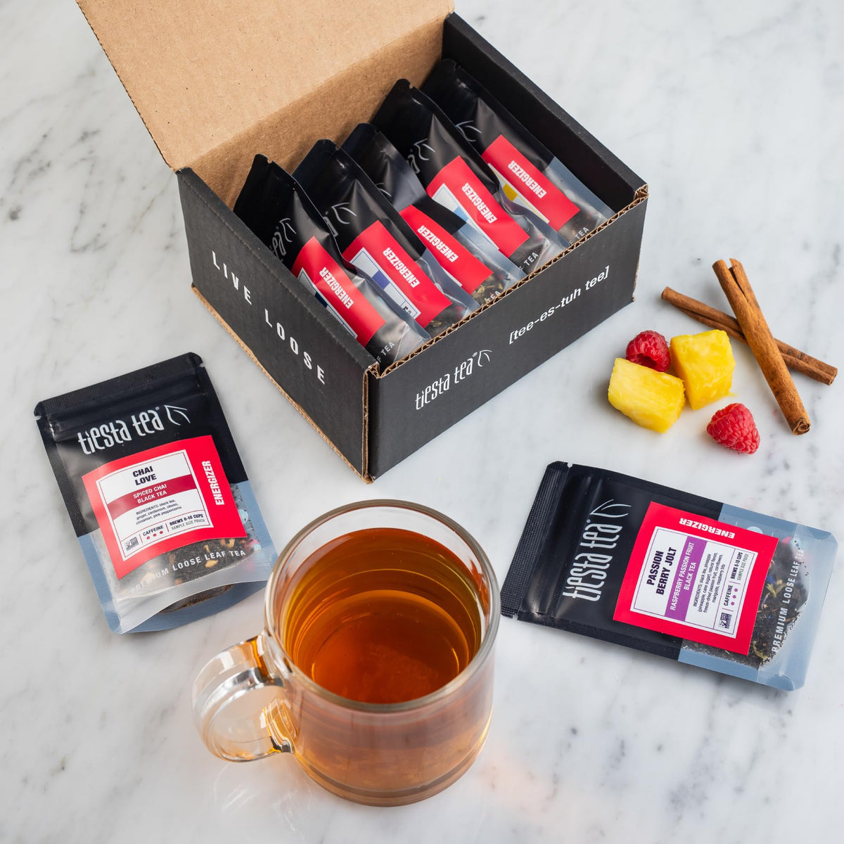 Royal Breakfast from Tiesta Tea sampler for a full-bodied morning cup.
