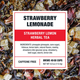 Brewing Tiesta Tea Strawberry Lemonade in a cup, hot or iced for versatility.