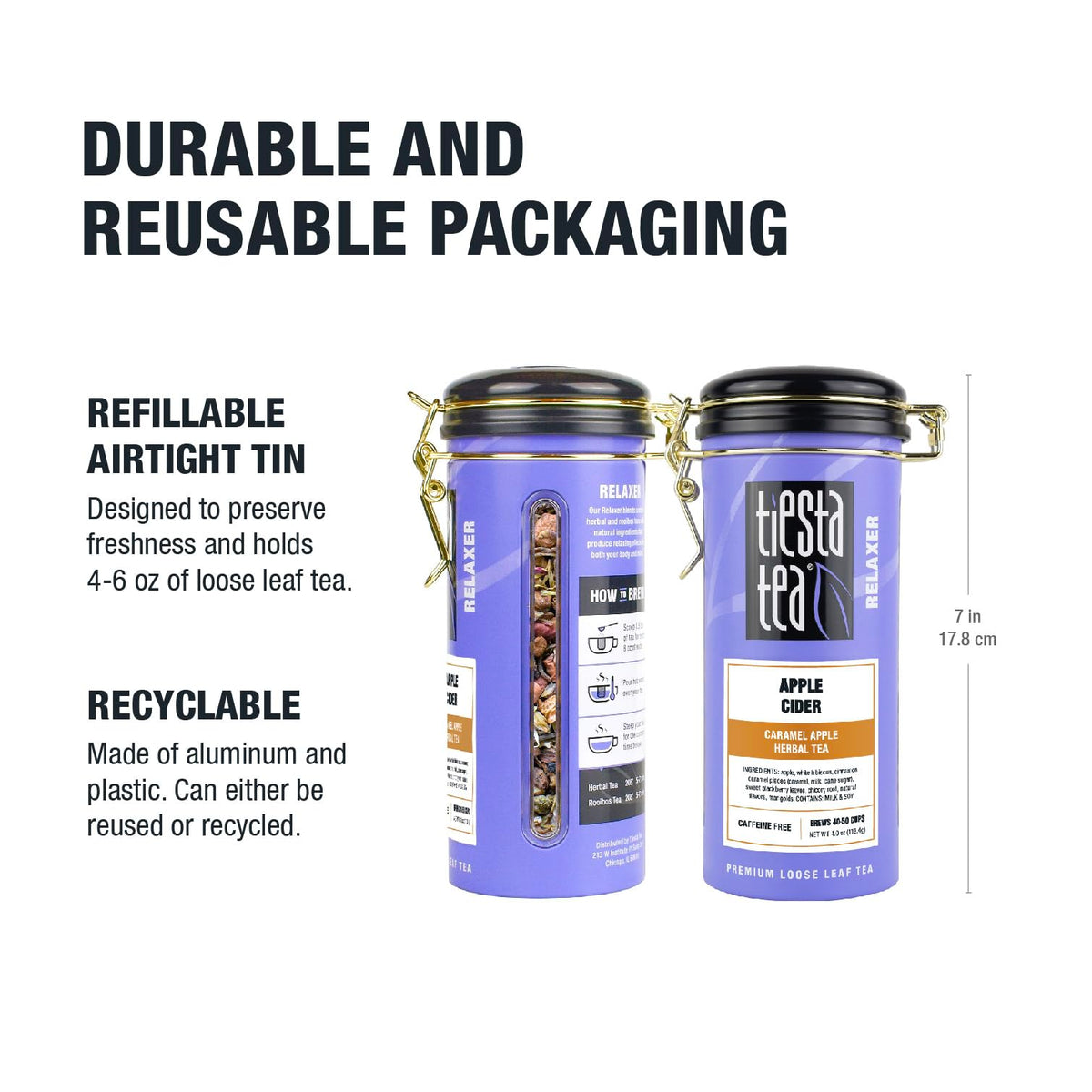 Tiesta Tea tin yields 40-50 cups per brew.