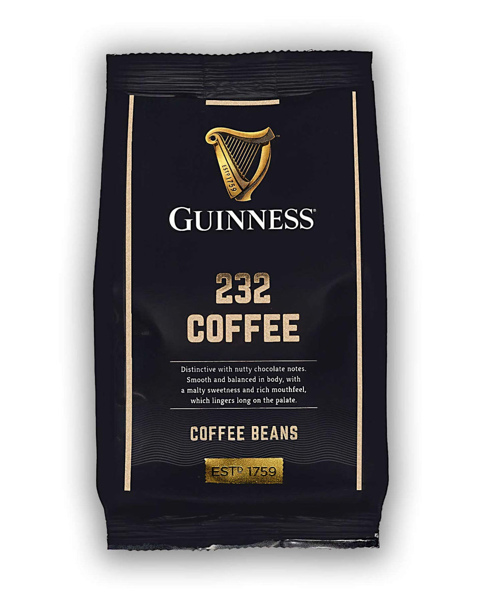 Tiki Tonga Guinness 232 Brew pack shot highlights premium whole beans for discerning coffee lovers