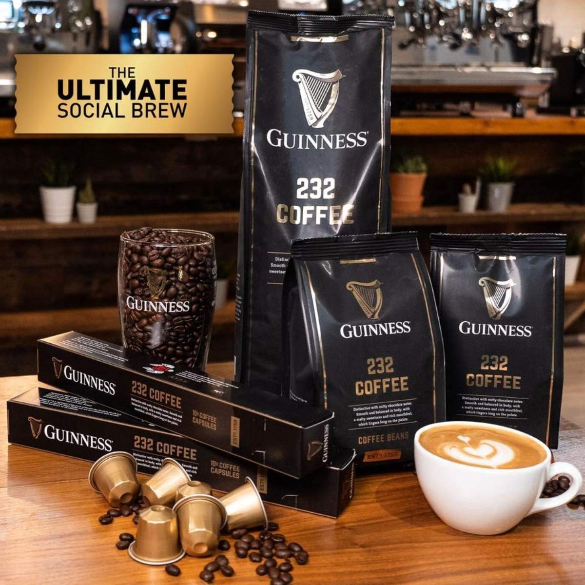 Tiki Tonga Guinness 232 Brew rugby fans viewing setup, savoring the moment with coffee