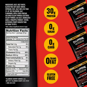 Tillamook PRO Edition jerky on-the-go snack suitable for travel and workouts.