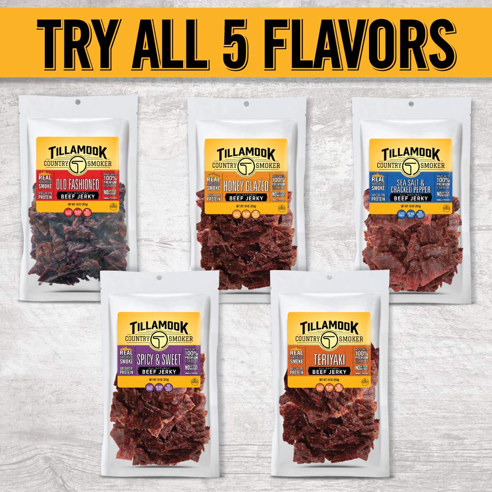 Tillamook beef jerky on-the-go, a convenient protein snack.