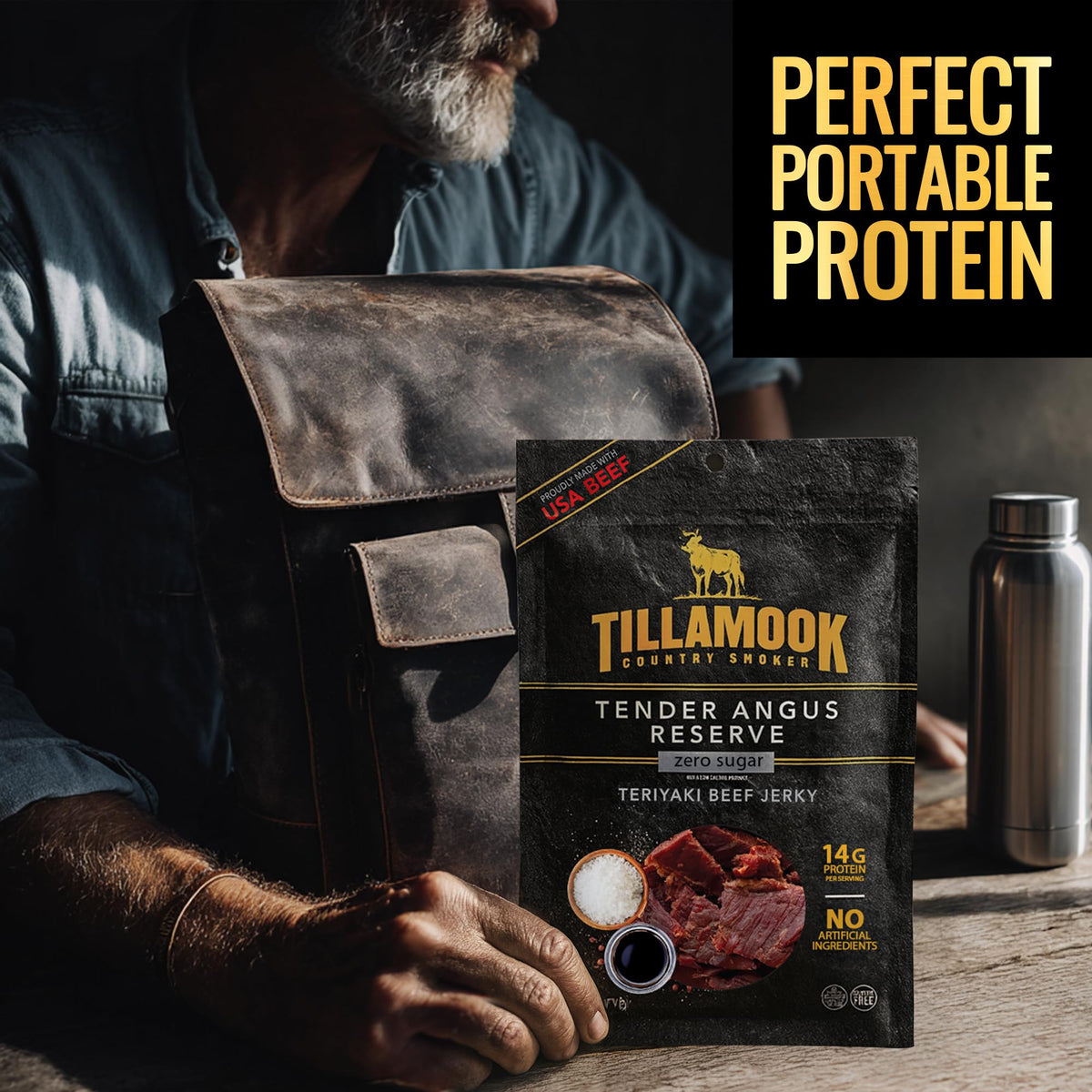 Tillamook Country Smoker 6 oz jerky package ideal for on the go snacking during hikes or commutes