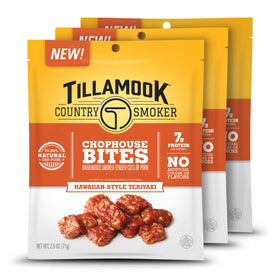 Tillamook Country Smoker Hawaiian Teriyaki Chophouse Bites pack, gluten-free and ready to snack