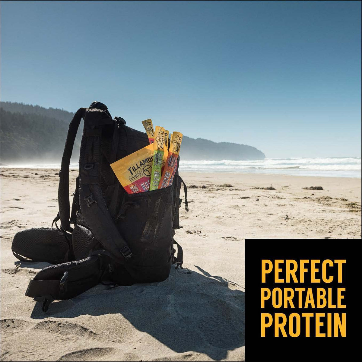 Shelves display Tillamook meat sticks, keto-friendly option for quick meals